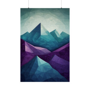 abstract geometric mountain landscape with blue and purple tones