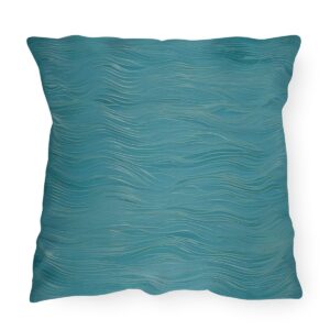 Outdoor pillow with gentle wave pattern in soothing blue tones