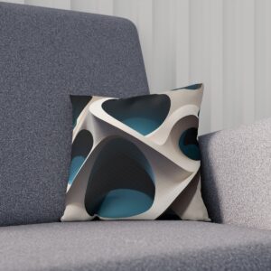 Modern cushion with abstract shadow design in cool tones on chair