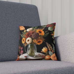 Autumn-floral-cushion-with-vase-and-pumpkins-design-on-sofa