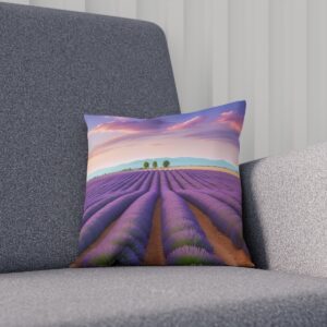 Cushion with a panoramic lavender field at dawn