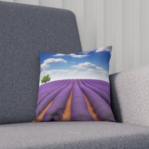 Cushion with a lush lavender field and clear blue sky