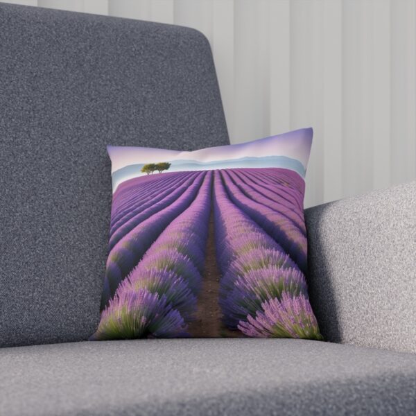 Cushion with a lavender field under twilight sky