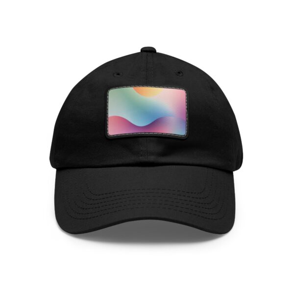 Dad Hat with stitched patch featuring a pastel-colored abstract gradient design.