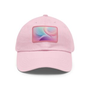 Dad Hat with stitched patch featuring a soft pastel-colored abstract swirl design.