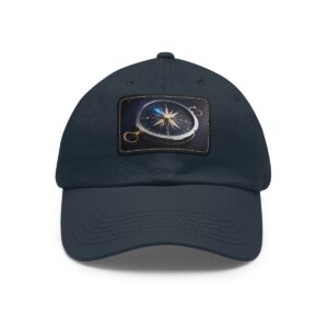 Dad Hat featuring a compass with cosmic background patch, symbolizing celestial navigation and exploration.