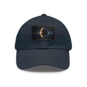 Dad Hat with stitched patch featuring a central solar eclipse with detailed glowing effects.