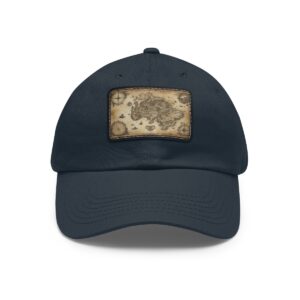 Dad Hat with rectangular patch featuring a classic vintage-style treasure map with weathered details