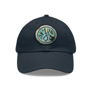 Dad Hat with a stylized garden tools design featuring various tools on the front