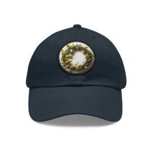 Dad Hat with a delicate green leafy wreath design on the front