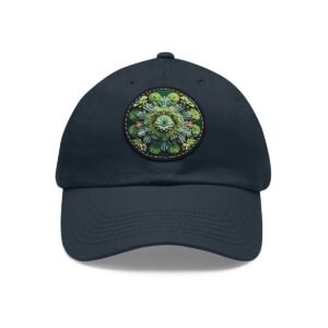 Dad Hat with a detailed green succulent mandala design on the front