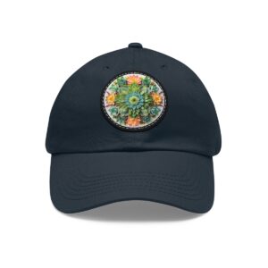 Dad Hat with a colorful succulent mandala design on the front