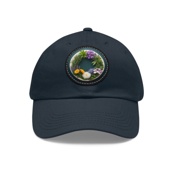 Dad Hat with a vibrant floral wreath design featuring a mix of colorful flowers on the front