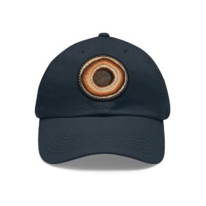 Dad Hat with a detailed tree ring design featuring wood grain texture on the front