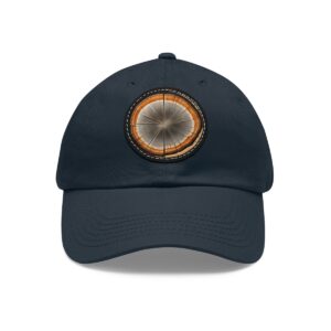 Dad Hat with a tree ring design featuring detailed wood grain on the front