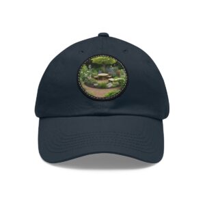 Dad Hat with a peaceful Japanese garden design on the front