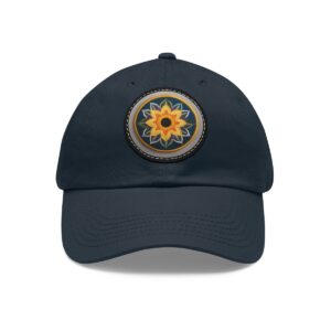 Dad Hat with vibrant sunflower-inspired design on the front