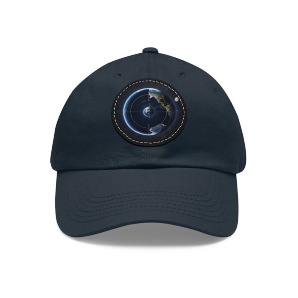 Dad Hat with a satellite in orbit around Earth design on front