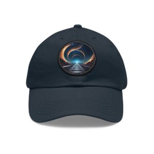 Dad Hat featuring a futuristic design with a swirling tunnel of light leading into the distance on front