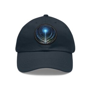 Dad Hat featuring a blue light beam radiating upwards from a concentric circular design on front