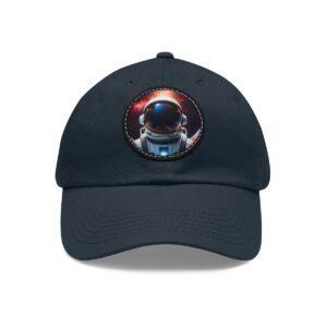 Dad Hat featuring a design of an astronaut facing forward with a cosmic background on front