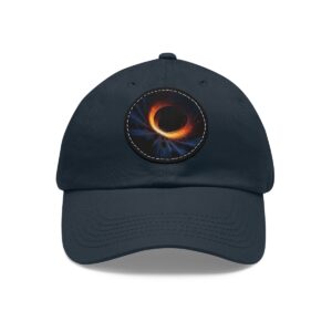 Dad Hat featuring a dramatic black hole design with vibrant light effects on front