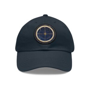 Dad Hat with round patch featuring a celestial map design with a compass-like grid and star constellations