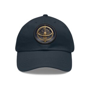 Dad Hat featuring a golden armillary sphere design on front