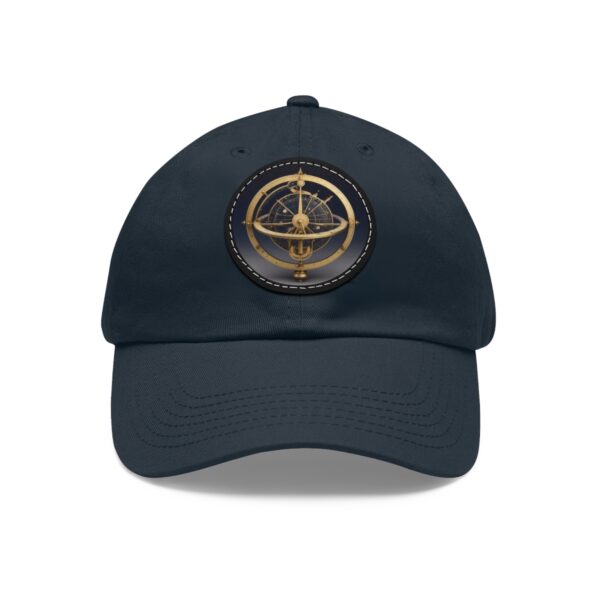 Dad Hat featuring a golden armillary sphere design on front