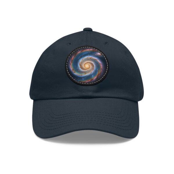 Dad Hat featuring a colorful spiral galaxy design on front