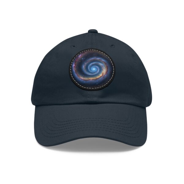 Dad Hat featuring a swirling galaxy design with vibrant colors on front