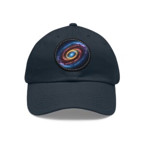 Dad Hat featuring a vibrant, colorful galaxy design on front