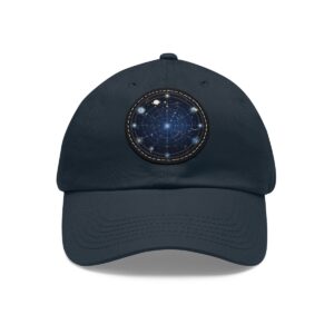 Dad Hat featuring a star map design with constellations on a dark background on front