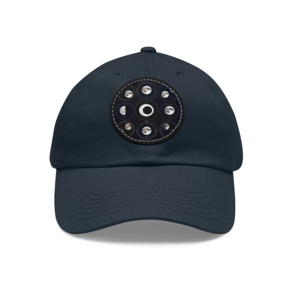 Dad Hat featuring a circular design with various phases of the moon on front