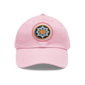 Dad Hat with multicolored sunflower-inspired design on the front