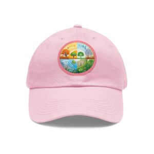 Dad Hat with colorful circular four seasons tree design on the front