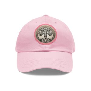 Dad Hat with intricate circular tree of life design in neutral tones on the front