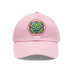 Dad Hat with vibrant circular succulent pattern design on the front