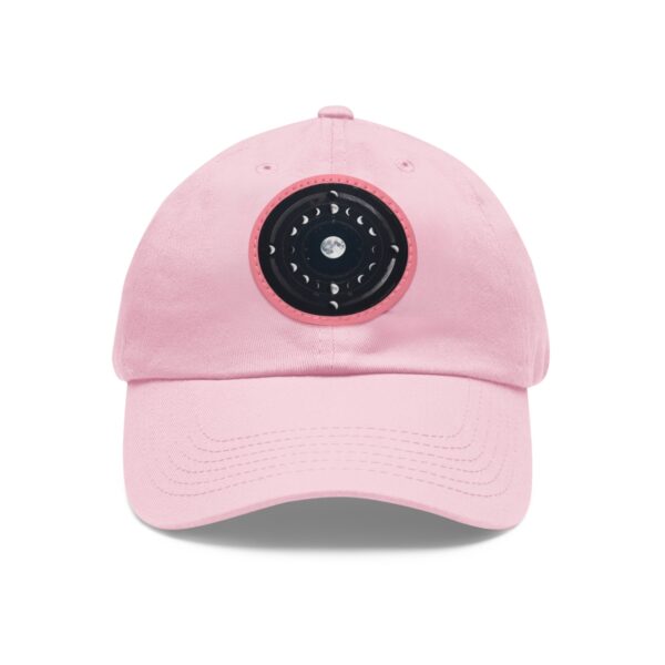 Dad Hat with a circular design featuring the phases of the moon on front