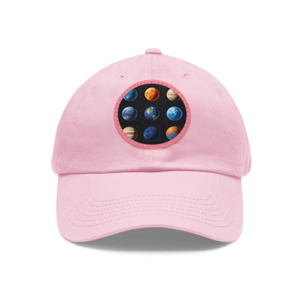 Dad Hat with a vibrant design featuring colorful planets arranged in a grid on front