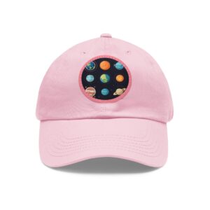 Dad Hat with a colorful design featuring all the planets of the solar system on front