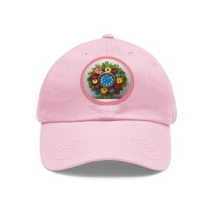 Dad Hat with colorful floral emblem and intricate design on front