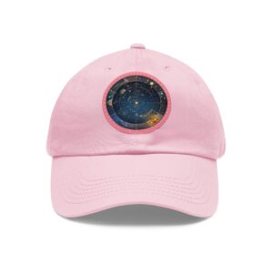 Dad Hat featuring a colorful star map design with constellations and celestial elements on front