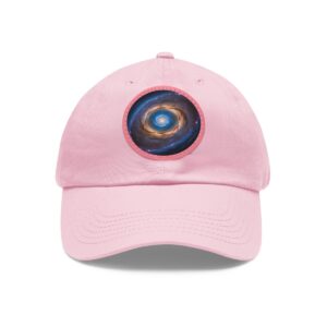 Dad Hat featuring a colorful spiral galaxy design on front