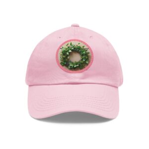 Dad Hat with a green leafy wreath design on the front