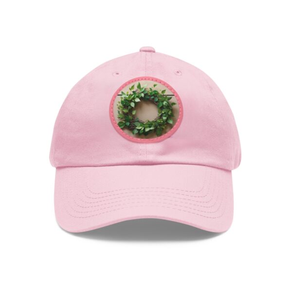 Dad Hat with a green leafy wreath design on the front