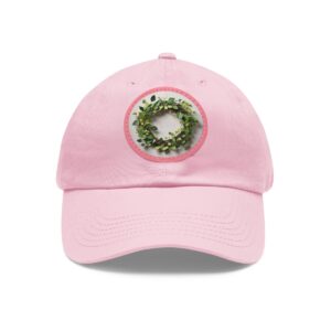 Dad Hat with a green leafy wreath design on the front