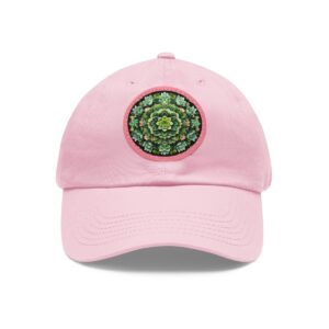 Dad Hat with a vibrant green succulent mandala design on the front