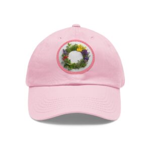 Dad Hat with a colorful floral wreath design on the front