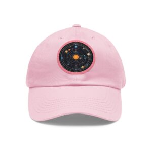 Dad Hat featuring a solar system design with planets orbiting the sun on front